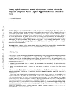 Fitting logistic multilevel models with crossed random effects via
  Bayesian Integrated Nested Laplace Approximations: a simulation study