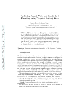 Predicting Branch Visits and Credit Card Up-selling using Temporal
  Banking Data