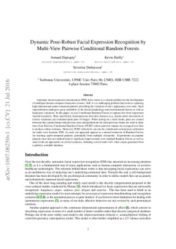 Dynamic Pose-Robust Facial Expression Recognition by Multi-View Pairwise
  Conditional Random Forests