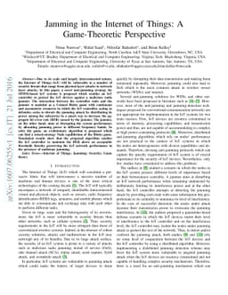 Jamming in the Internet of Things: A Game-Theoretic Perspective