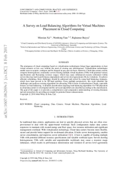 A Survey on Load Balancing Algorithms for VM Placement in Cloud
  Computing