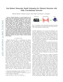Fast Robust Monocular Depth Estimation for Obstacle Detection with Fully
  Convolutional Networks