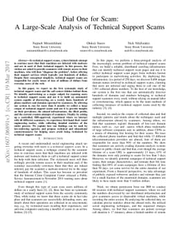 Dial One for Scam: A Large-Scale Analysis of Technical Support Scams