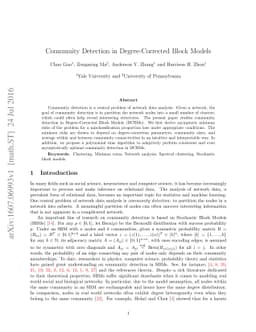 Community Detection in Degree-Corrected Block Models