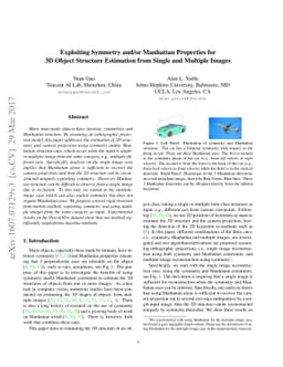 Exploiting Symmetry and/or Manhattan Properties for 3D Object Structure
  Estimation from Single and Multiple Images