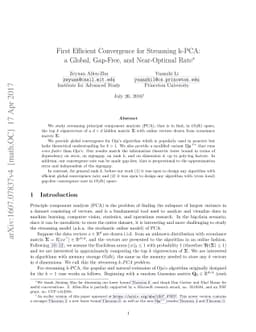 First Efficient Convergence for Streaming k-PCA: a Global, Gap-Free, and
  Near-Optimal Rate
