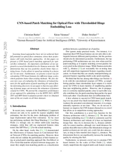 CNN-based Patch Matching for Optical Flow with Thresholded Hinge
  Embedding Loss