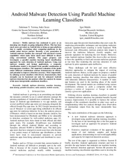 Android Malware Detection Using Parallel Machine Learning Classifiers