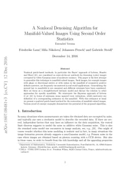 A Nonlocal Denoising Algorithm for Manifold-Valued Images Using Second
  Order Statistics