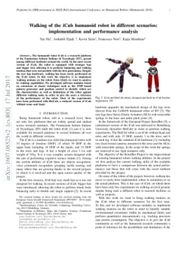 Walking of the iCub humanoid robot in different scenarios:
  implementation and performance analysis