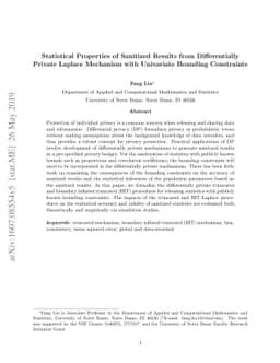 Statistical Properties of Sanitized Results from Differentially Private
  Laplace Mechanism with Univariate Bounding Constraints