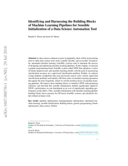 Identifying and Harnessing the Building Blocks of Machine Learning
  Pipelines for Sensible Initialization of a Data Science Automation Tool