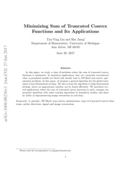 Minimizing Sum of Truncated Convex Functions and Its Applications