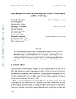 Input-Output Non-Linear Dynamical Systems applied to Physiological
  Condition Monitoring