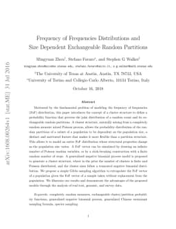 Frequency of Frequencies Distributions and Size Dependent Exchangeable
  Random Partitions