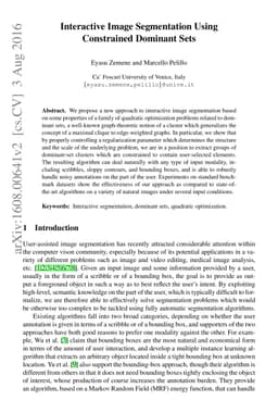 Interactive Image Segmentation Using Constrained Dominant Sets