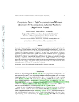 Combining Answer Set Programming and Domain Heuristics for Solving Hard
  Industrial Problems (Application Paper)