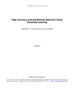 High Accuracy Android Malware Detection Using Ensemble Learning