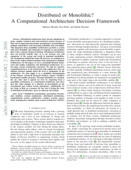 Distributed or Monolithic? A Computational Architecture Decision
  Framework