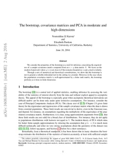 The bootstrap, covariance matrices and PCA in moderate and
  high-dimensions