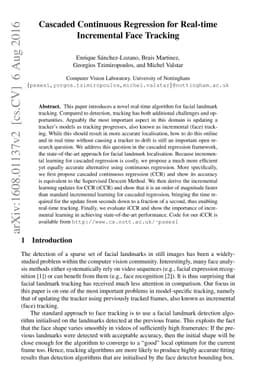 Cascaded Continuous Regression for Real-time Incremental Face Tracking