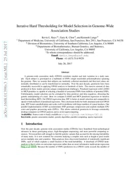 Iterative Hard Thresholding for Model Selection in Genome-Wide
  Association Studies