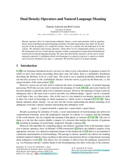 Dual Density Operators and Natural Language Meaning