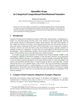 Quantifier Scope in Categorical Compositional Distributional Semantics