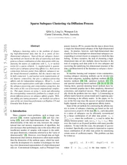 Sparse Subspace Clustering via Diffusion Process