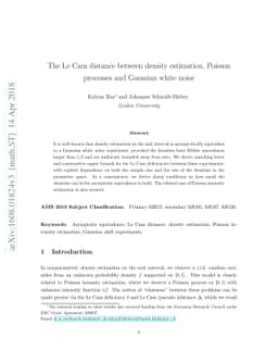 The Le Cam distance between density estimation, Poisson processes and
  Gaussian white noise