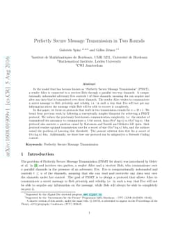 Perfectly Secure Message Transmission in Two Rounds