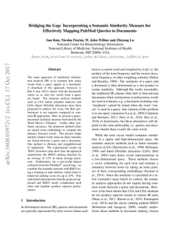 Bridging the Gap: Incorporating a Semantic Similarity Measure for
  Effectively Mapping PubMed Queries to Documents