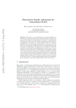 Photometric Bundle Adjustment for Vision-Based SLAM