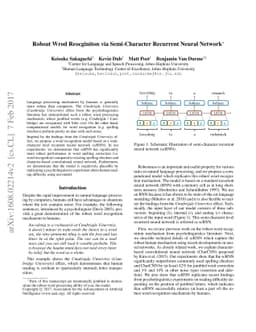 Robsut Wrod Reocginiton via semi-Character Recurrent Neural Network