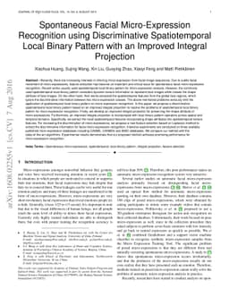 Spontaneous Facial Micro-Expression Recognition using Discriminative
  Spatiotemporal Local Binary Pattern with an Improved Integral Projection