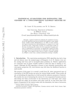 Statistical Guarantees for Estimating the Centers of a Two-component
  Gaussian Mixture by EM
