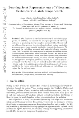 Learning Joint Representations of Videos and Sentences with Web Image
  Search