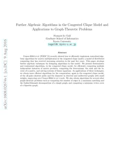 Further Algebraic Algorithms in the Congested Clique Model and
  Applications to Graph-Theoretic Problems