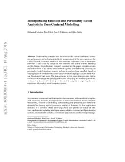 Incorporating Emotion and Personality-Based Analysis in User-Centered
  Modelling