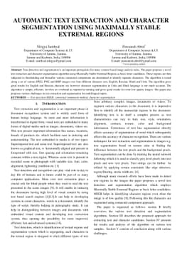 Automatic text extraction and character segmentation using maximally
  stable extremal regions