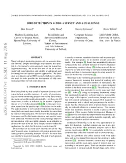 Bird detection in audio: a survey and a challenge