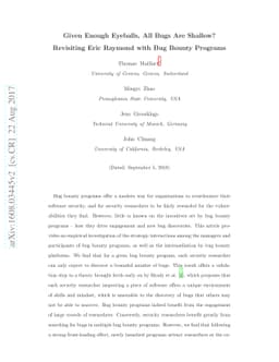Given Enough Eyeballs, All Bugs Are Shallow? Revisiting Eric Raymond
  with Bug Bounty Programs