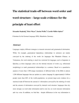 The statistical trade-off between word order and word structure -
  large-scale evidence for the principle of least effort
