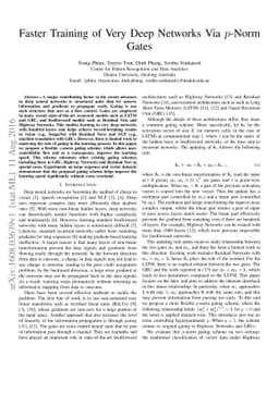 Faster Training of Very Deep Networks Via p-Norm Gates