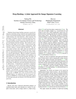 Deep Hashing: A Joint Approach for Image Signature Learning