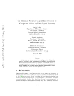 On Minimal Accuracy Algorithm Selection in Computer Vision and
  Intelligent Systems