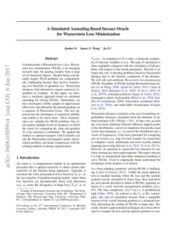 A Simulated Annealing based Inexact Oracle for Wasserstein Loss
  Minimization