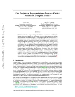 Can Peripheral Representations Improve Clutter Metrics on Complex
  Scenes?