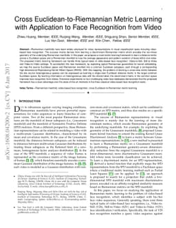 Cross Euclidean-to-Riemannian Metric Learning with Application to Face
  Recognition from Video