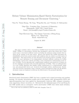 Robust Volume Minimization-Based Matrix Factorization for Remote Sensing
  and Document Clustering